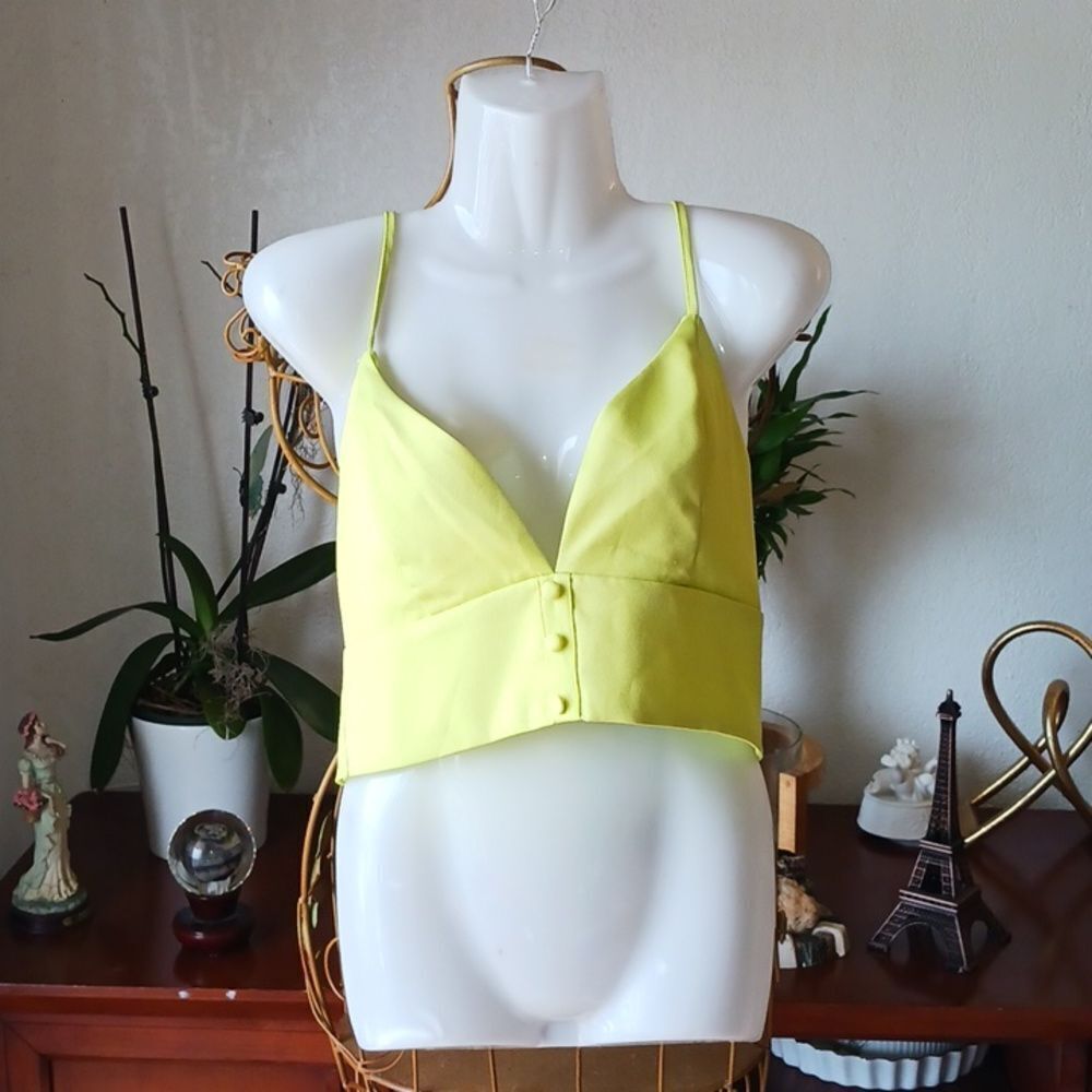 Fashion Nova top crop spaghettis straps size L green color - Picture 2 of 6